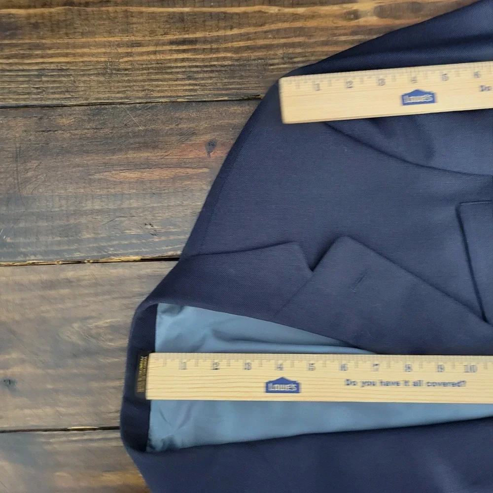 VTG Stafford Men's Sport Coat Blazer Two Button Navy Blue Polyester Wool 42R‎